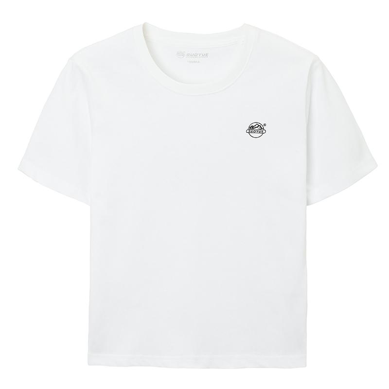 SUOYUE Summer Lightweight Outdoor Couples Solid-Color Breathable Cotton Short-Sleeve T-Shirt White